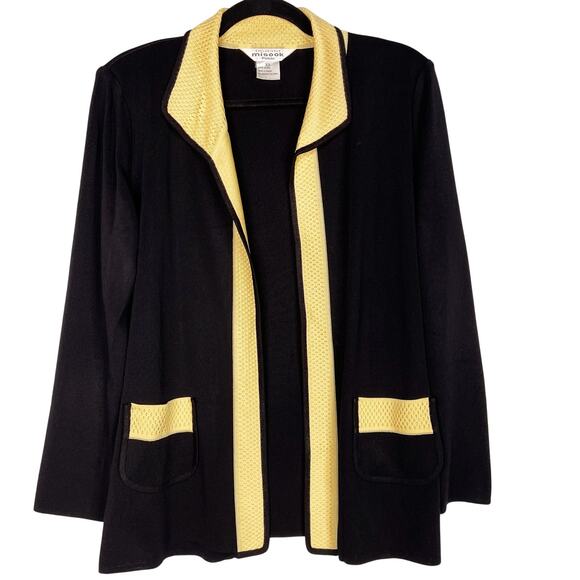 Exclusively Misook XSmall Petite Black Gold Knit Colorblock Cardigan Sweater - Picture 1 of 8